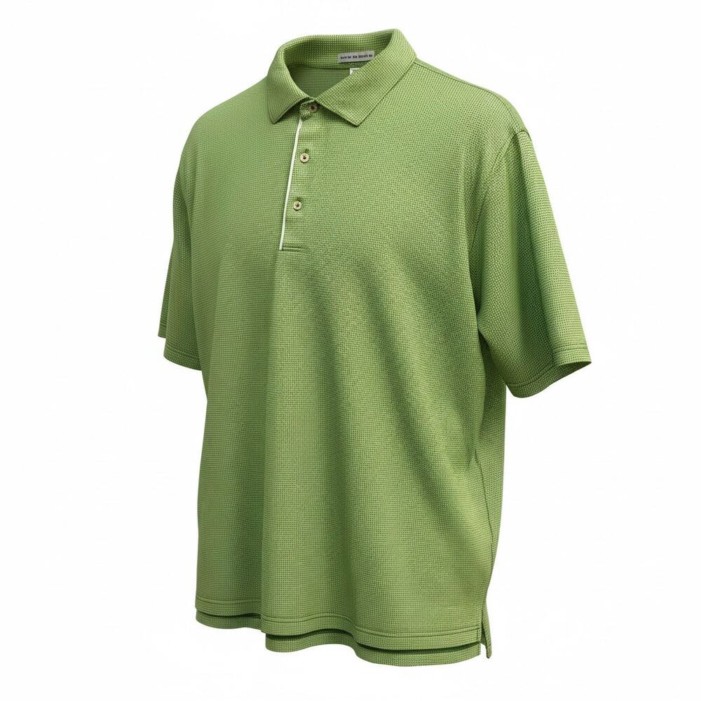 Peter Millar Polo Shirt Mens XXL Lime Green Geometric Golf Performance Stretch